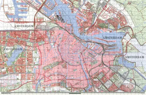 Oude kaart van Amsterdam in 1975, als puzzel van 1000 stukjes
