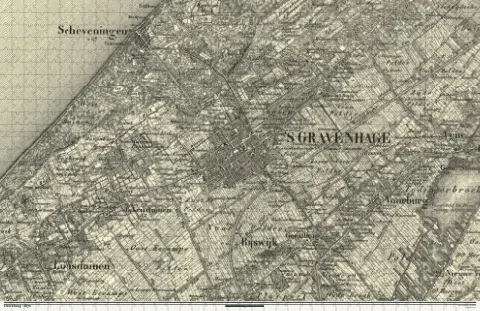 Oude kaart van Den Haag in 1870, als puzzel van 1000 stukjes