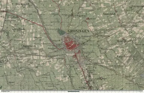 Oude kaart van Groningen in 1870, als puzzel van 1000 stukjes
