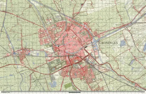 Oude kaart van Groningen in 1975, als puzzel van 1000 stukjes