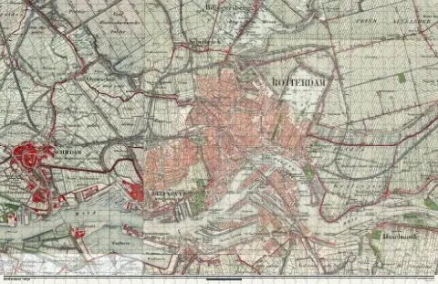 Oude kaart van Rotterdam in 1930, als puzzel van 1000 stukjes